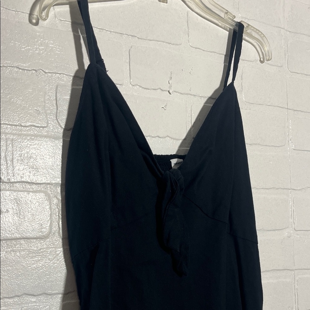 Old Navy Womens Black Spaghetti Strap Tank Top Casual Bow Cotton Blend Medium - Picture 2 of 7